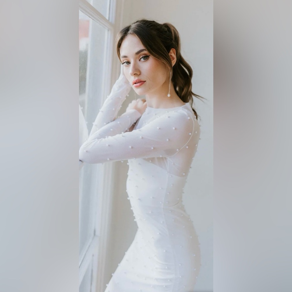 Untamed Petals - PAMPAS SHEER PEARL BODYCON DRESS
